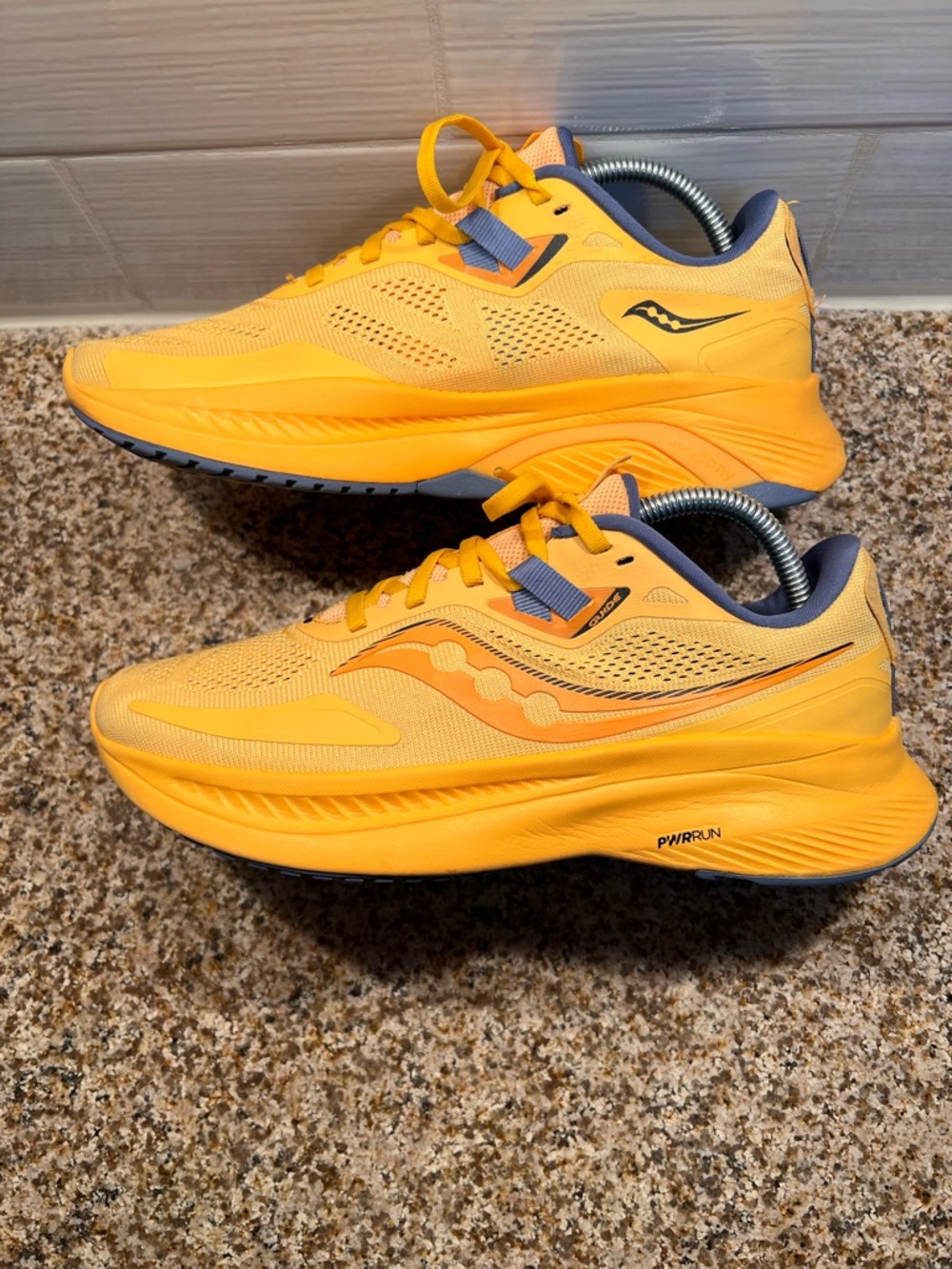 Saucony Yellow and Gray PWRRUN Running Shoes